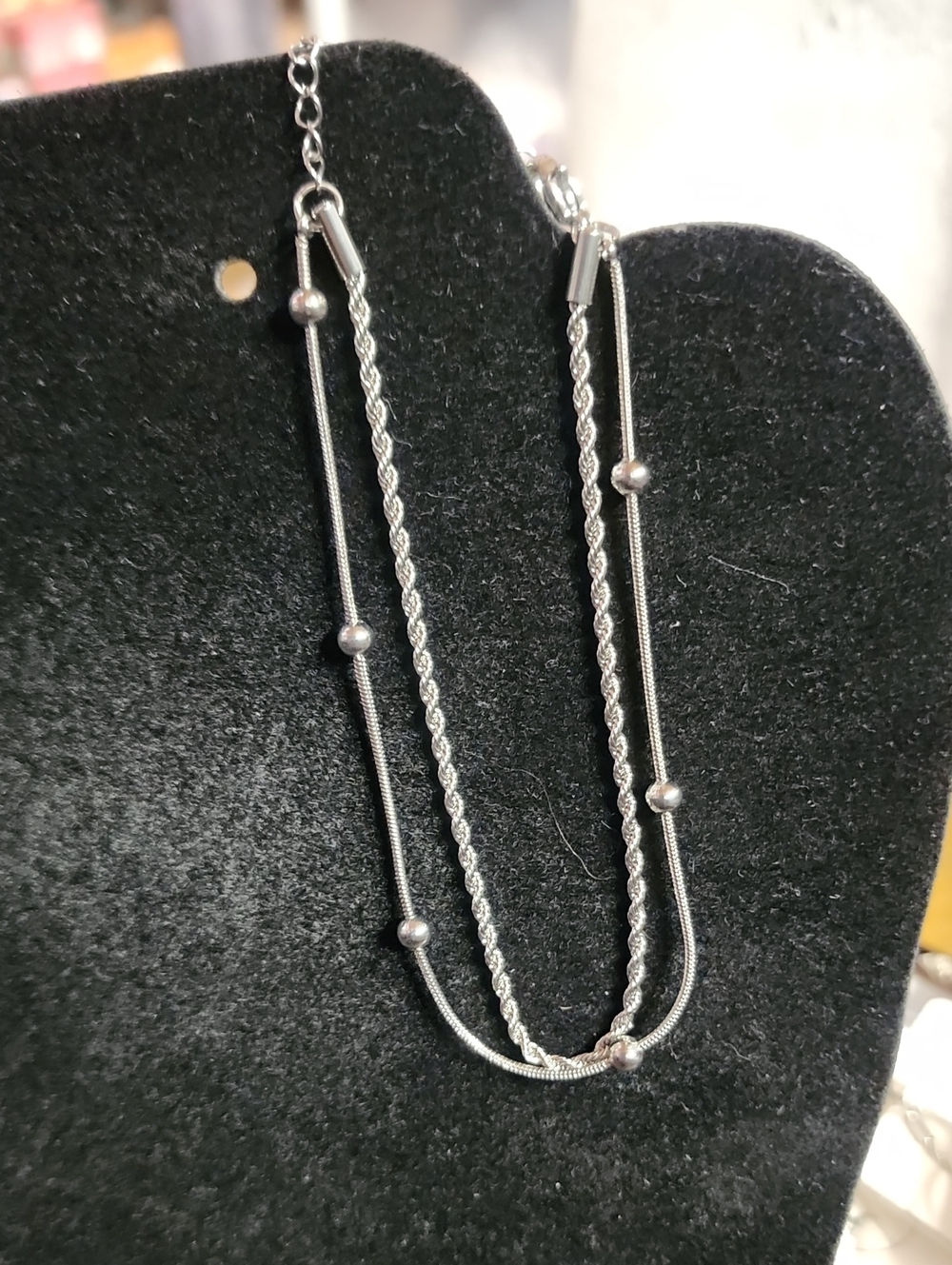 Anklet Twisted & Beaded Snake Double Chain Beautiful! 10"